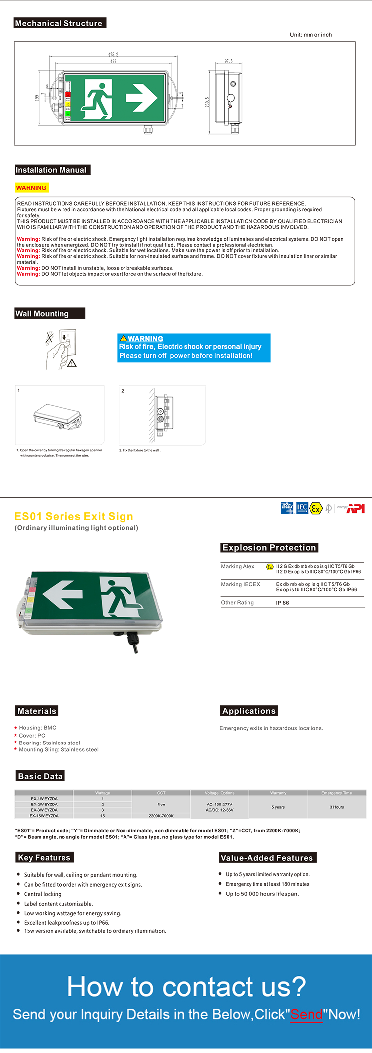 Pan American Explosion Proof LED Exit Light ES01 Series